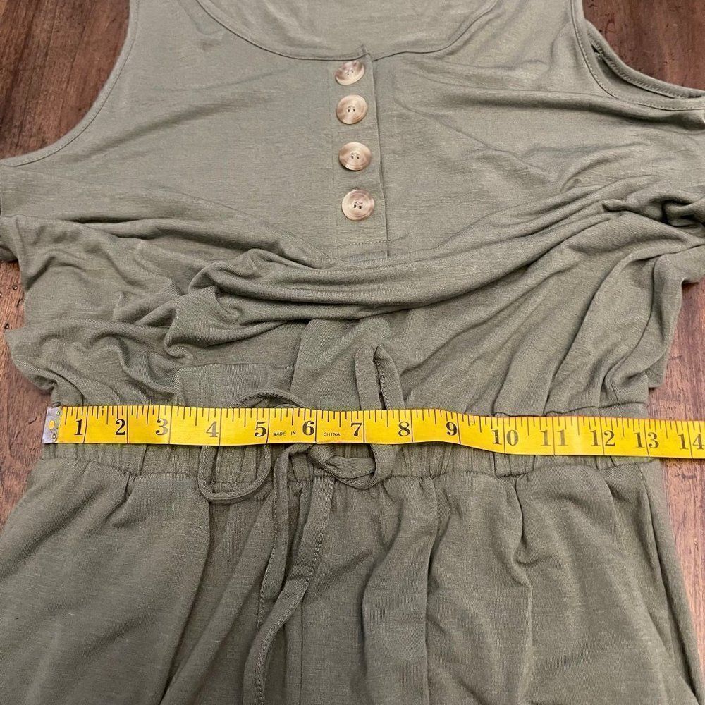 Sleeveless Button Up Scoop Neck Tapered Leg Knit Jogger Jumpsuit - Picture 7 of 11